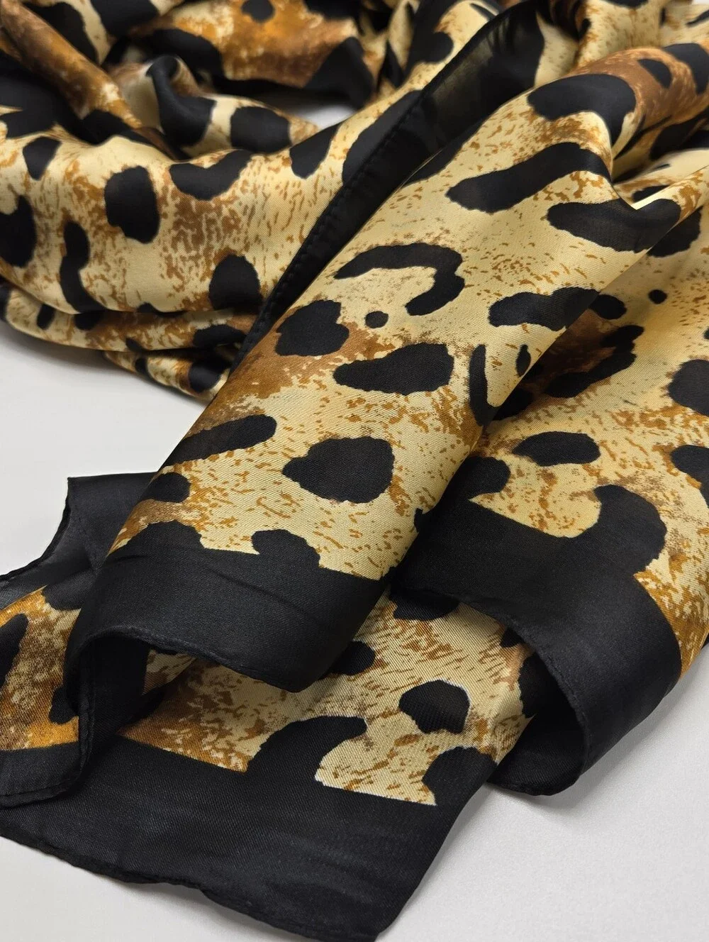 Scarf - Brown / Black Cheetah, 100% Feels Like Silk